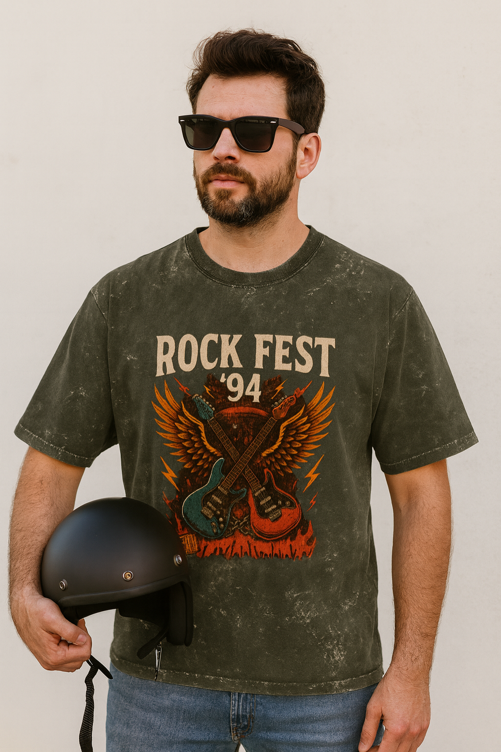 Rock Fest Acid Washed Oversized Tee