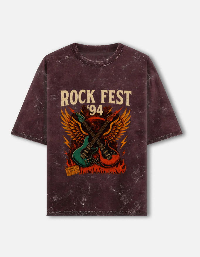 Rock Fest Acid Washed Oversized Tee