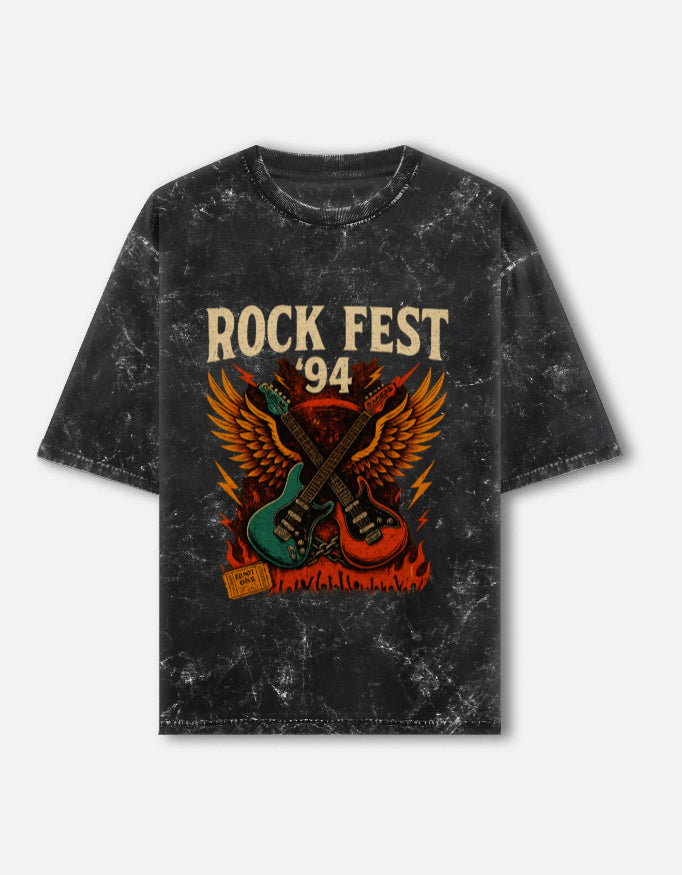 Rock Fest Acid Washed Oversized Tee