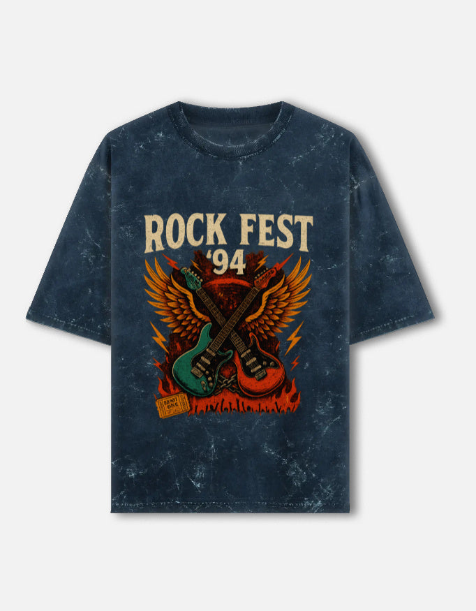 Rock Fest Acid Washed Oversized Tee