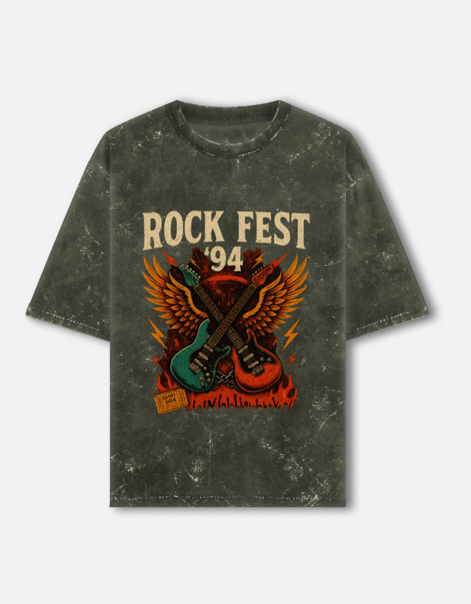 Rock Fest Acid Washed Oversized Tee