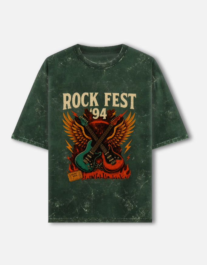Rock Fest Acid Washed Oversized Tee